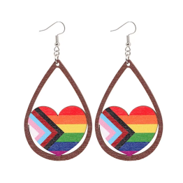Progress Pride Heart Teardrop Earrings