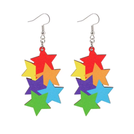 Rainbow Stacked Stars Earrings
