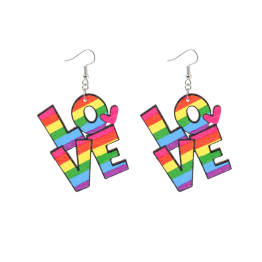 Rainbow LOVE Letter Earrings