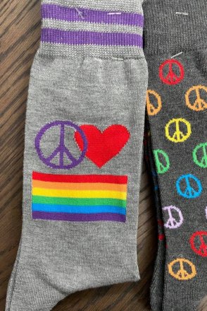 Funky Socks Peace, Love, and Pride Rainbow Socks 2 Pair