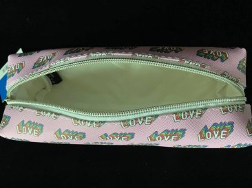 Pink Pencil Case with Rainbow "Love"