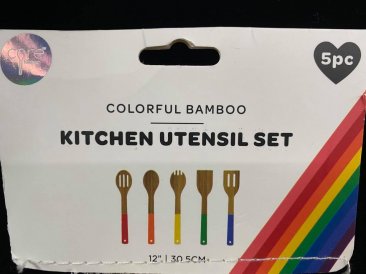 Core Kitchen 5PC Rainbow Bamboo Kitchen Utensil Set