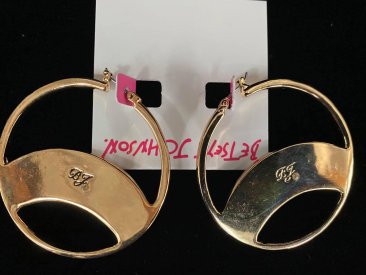 Betsey Johnson's Large Rainbow Hoop Earrings