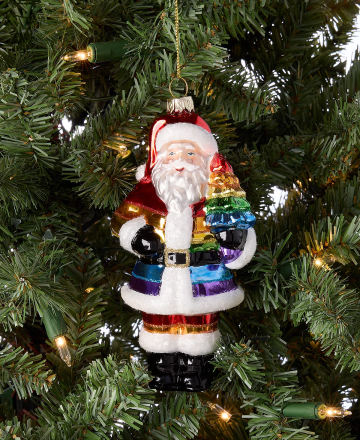 Holiday Lane Love Is Love Rainbow Santa Ornament