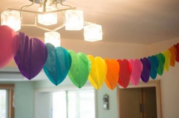 3m Rainbow Heart-Shaped Party Garland Love Tissue Paper Garland