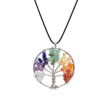 Natural Amethyst Life Tree Quartz Gemstone Chips Stone Bead Pendant Necklace