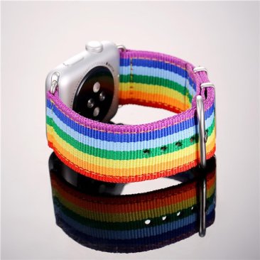 Apple Watch Band - LGBT Rainbow Design Nylon Fabric Replacement Band for Apple Watch 38mm/42mm