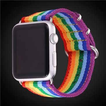 Apple Watch Band - LGBT Rainbow Design Nylon Fabric Replacement Band for Apple Watch 38mm/42mm