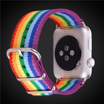 Apple Watch Band - LGBT Rainbow Design Nylon Fabric Replacement Band for Apple Watch 38mm/42mm