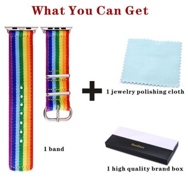 Apple Watch Band - LGBT Rainbow Design Nylon Fabric Replacement Band for Apple Watch 38mm/42mm