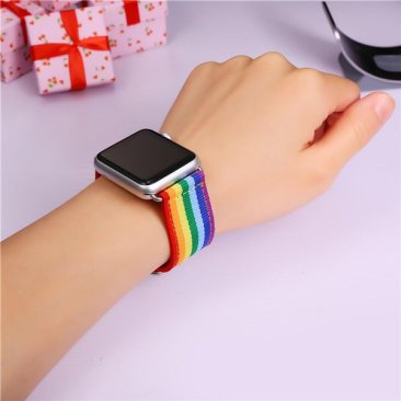 Apple Watch Band - LGBT Rainbow Design Nylon Fabric Replacement Band for Apple Watch 38mm/42mm