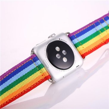 Apple Watch Band - LGBT Rainbow Design Nylon Fabric Replacement Band for Apple Watch 38mm/42mm