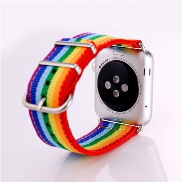 Apple Watch Band - LGBT Rainbow Design Nylon Fabric Replacement Band for Apple Watch 38mm/42mm
