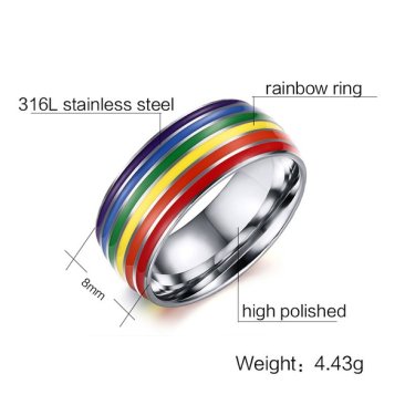 Stainless Steel Pride Rainbow Ring