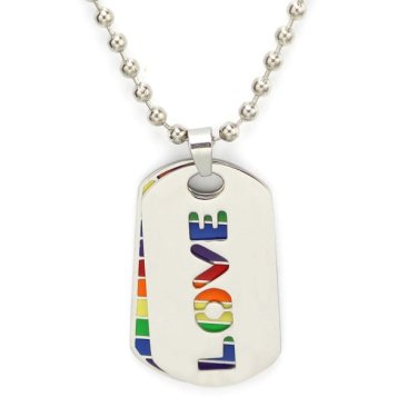 Rainbow Love Double Pride Dog Tag Stainless Steel Necklace