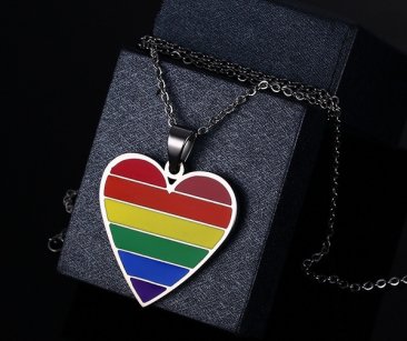 Rainbow Pride Heart Shape Pendant Necklace
