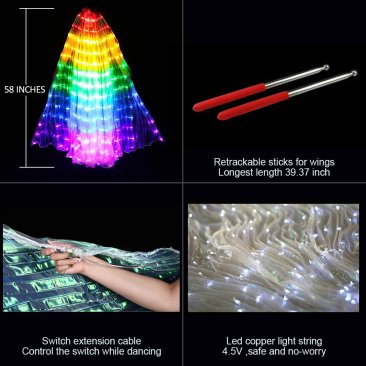 Rainbow LED Butterfly Wings