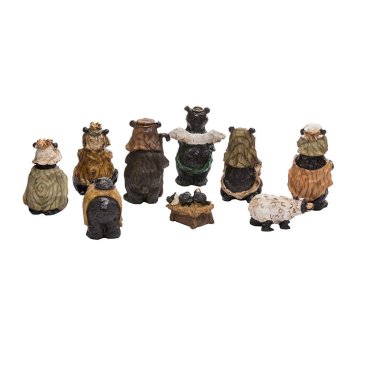 Kurt Adler Resin Nativity Bear, 4-Inch, Set of 9