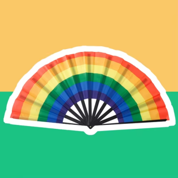 Rainbow Pride Folding Hand Fan – 25" Wide