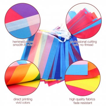 32pcs Assorted Rainbow String Flags
