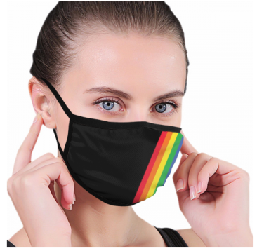 Black Rainbow Striped Face Mask - Limited Quantity Available NOW SHIPPING