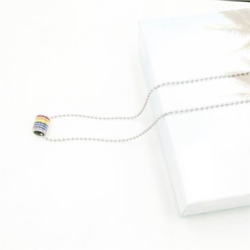 Rainbow Pride Barrel Pendant Necklace