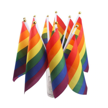 10pk Hand Rainbow Flags 8.5" by 5.5"