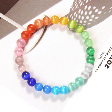 Handmade Rainbow Aura Cat Eye Bracelet