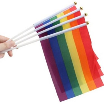 10pk Hand Rainbow Flags 8.5" by 5.5"