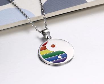 Rainbow Pride Yin-Yang Pendant Necklace