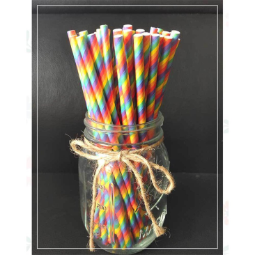 100PCS Rainbow Paper Straws