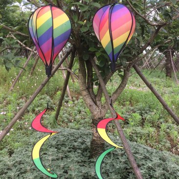 Rainbow Hot Air Balloon Windsock Colorful Wind Spinner Garden Home Decoration