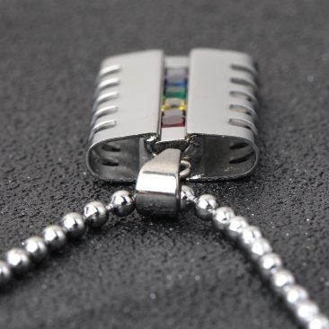 Stainless Steel and Zircon Rainbow Pendant Statement Necklace