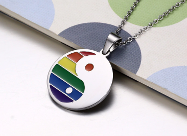 Rainbow Pride Yin-Yang Pendant Necklace
