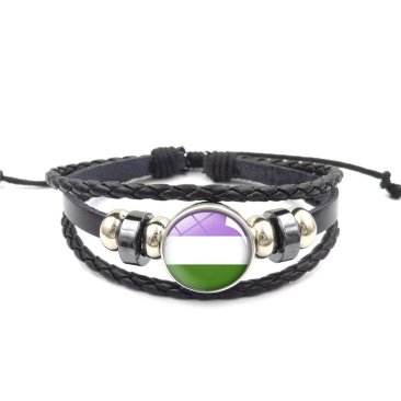 Handmade Weave Black Leather Queer bracelet