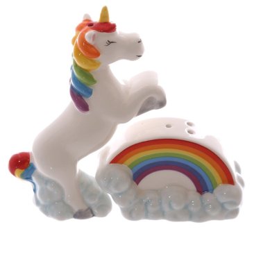 Rainbow Ceramic Collectable Salt and Pepper Set Unicorn