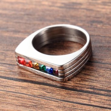 Rainbow Bagues Titanium Stainless Steel Band