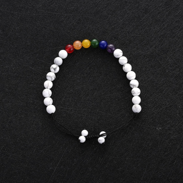 White Volcanic Stone Handmade Rainbow Bracelet