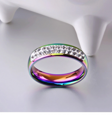Love Same Love Titanium Steel Rainbow Ring