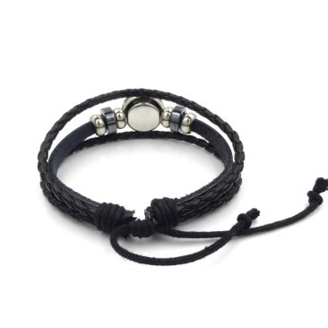 Handmade Weave Black Leather Pansexual bracelet