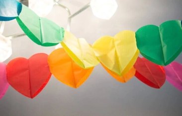 3m Rainbow Heart-Shaped Party Garland Love Tissue Paper Garland