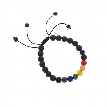Black Volcanic Stone Handmade Rainbow Bracelet