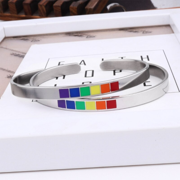 Titanium Steel Rainbow Love Pride Bangle