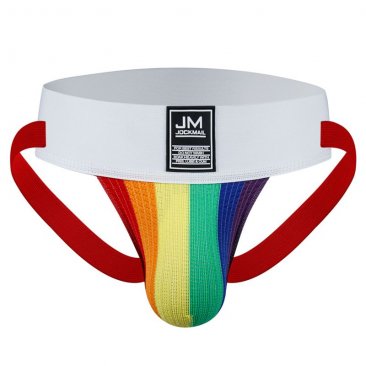 JOCKMAIL Rainbow Pride Athletic Jockstrap (Wider White Band)