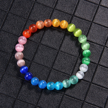 Handmade Rainbow Aura Cat Eye Bracelet