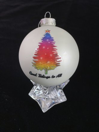 Isaac Mizrahi Set of 4 Holiday Peace & Love Glass Bulb Set
