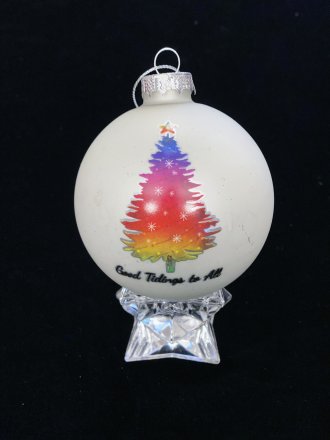 Isaac Mizrahi Set of 4 Holiday Good Tidings To All Glass Bulb Set