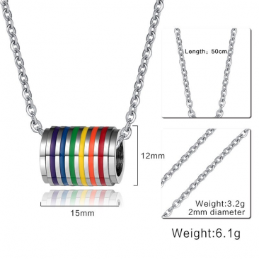 Rainbow Pride Barrel Pendant Necklace