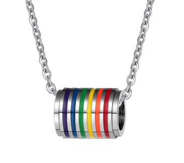 Rainbow Pride Barrel Pendant Necklace