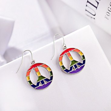 Rainbow Pride Peace Dangle Hanging Earrings